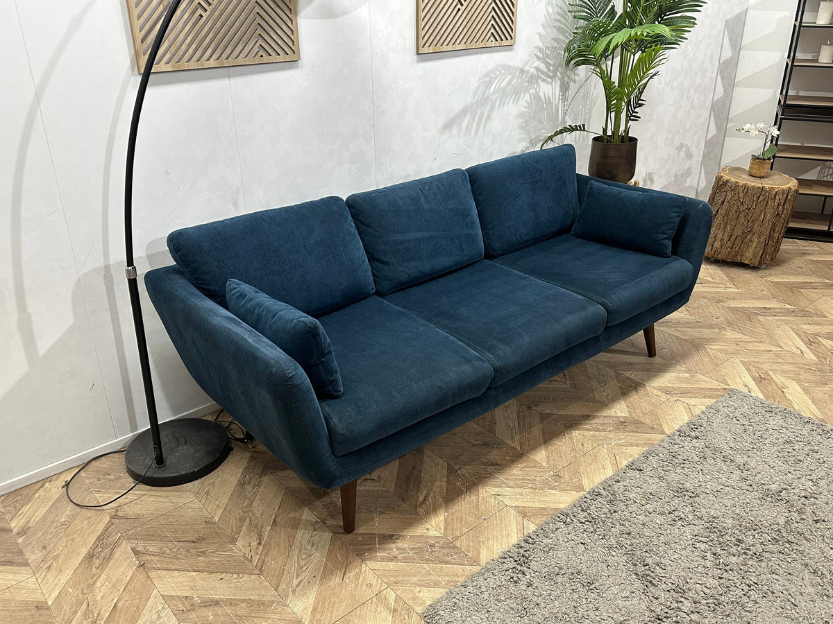 Sofacompany Blauwe Suède Stoffen 2.5-Zits Zetel ~ Losse Kussens Met Afneembare Hoezen