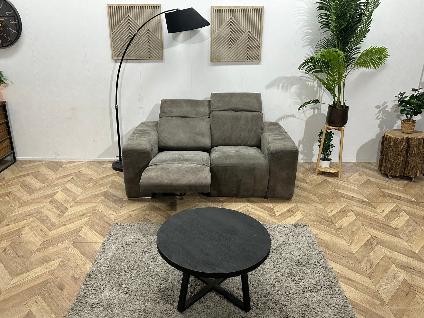 Antraciet Suède Stoffen 2.5-Zits Zetel ~ Relaxfunctie