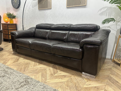 Bruine Echt Lederen 3-Zits Zetel Inc Fauteuil ~ Geïmpregneerd