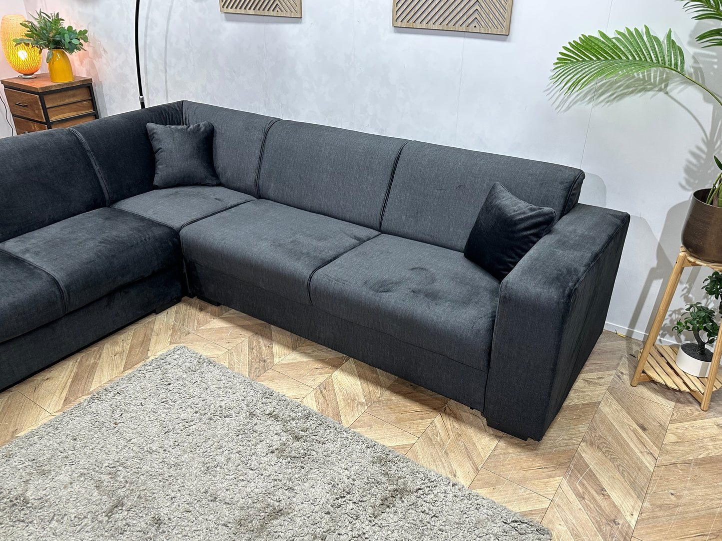 !Showroommodel! Zwarte Velvet Hoekzetel