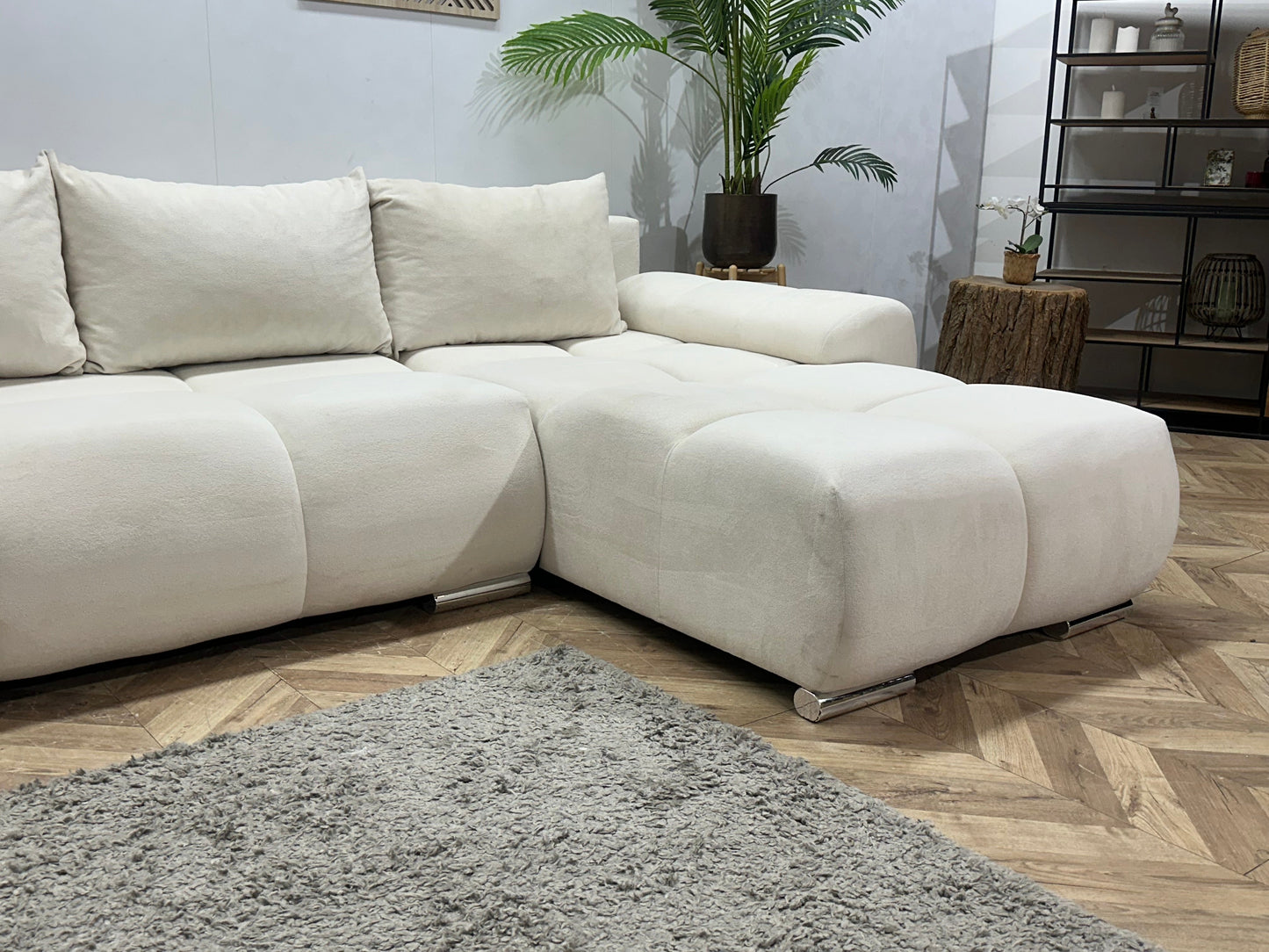 !Showroommodel! Witte Velvet Hoekzetel