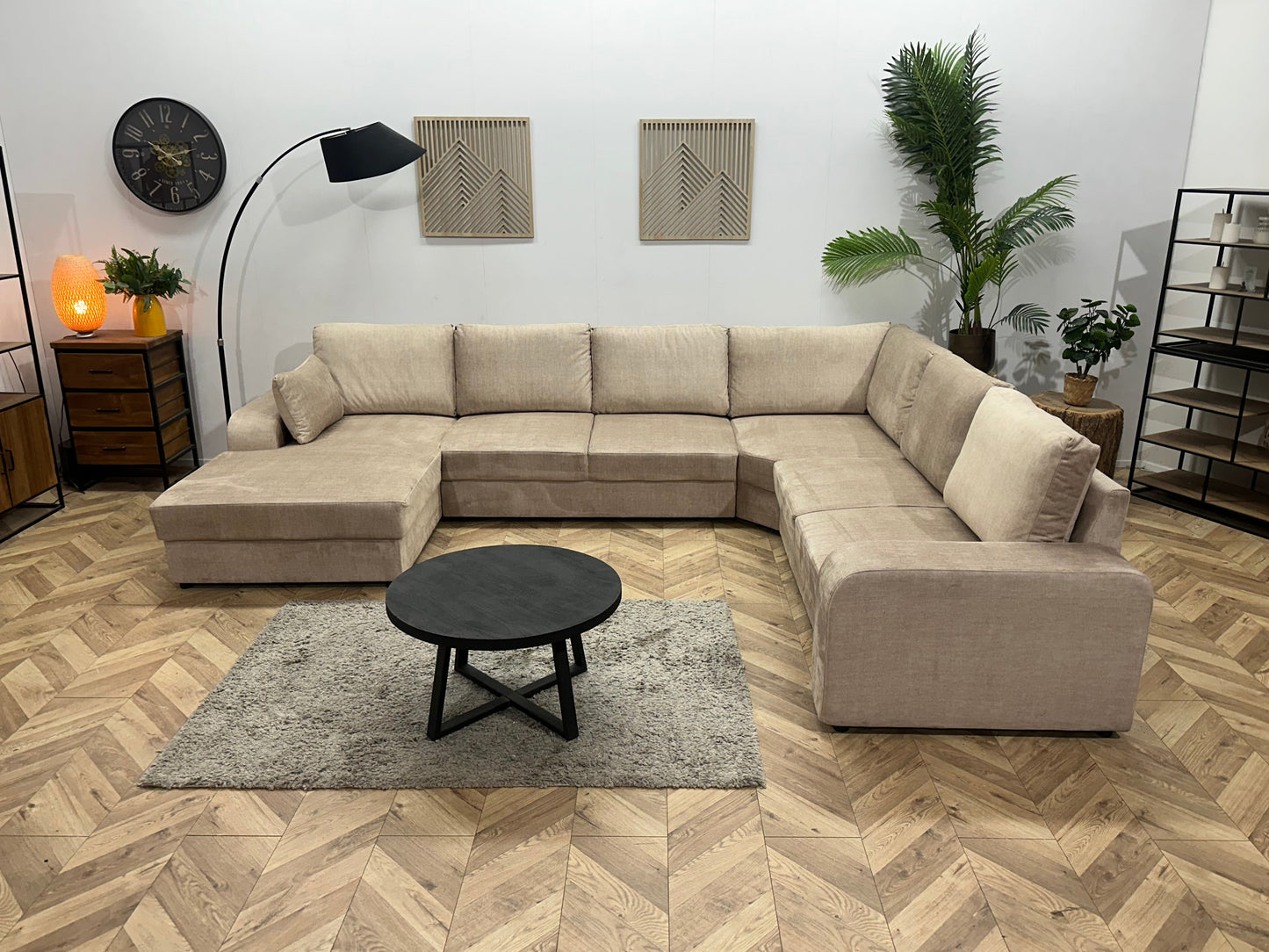 !Showroommodel! Beige Velvet U Zetel