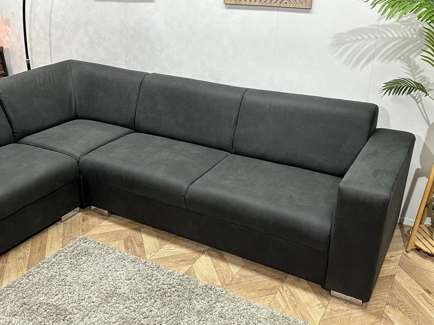 !Showroommodel! Antraciet Leather Look Hoekzetel