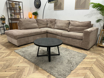Beige Ribstof Hoekzetel ~ Losse Kussens Met Afneembare Hoezen