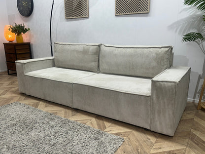 !Showroommodel! Witte Ribstof 4-Zits Zetel