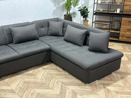 !Showroommodel! Grijze Suède Stoffen U Zetel