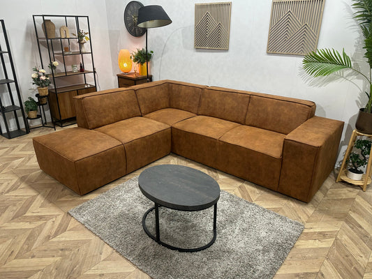 !Showroommodel! Cognac Bruine Suède Stoffen Hoekzetel