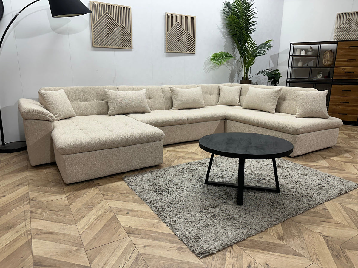 !Showroommodel! Witte Bouclé Stoffen U Zetel