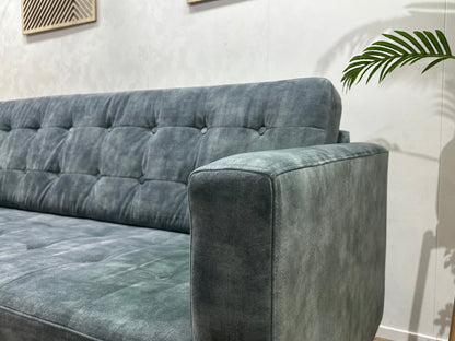 Umix Blauwe Velvet 2.5-Zits Zetel ~ Losse Rugkussens Met Afneembare Hoezen