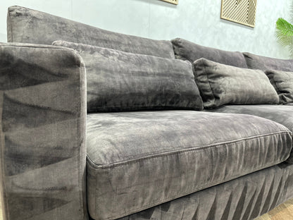 Antraciet Velvet Hoekzetel ~ Losse Kussens Met Afneembare Hoezen