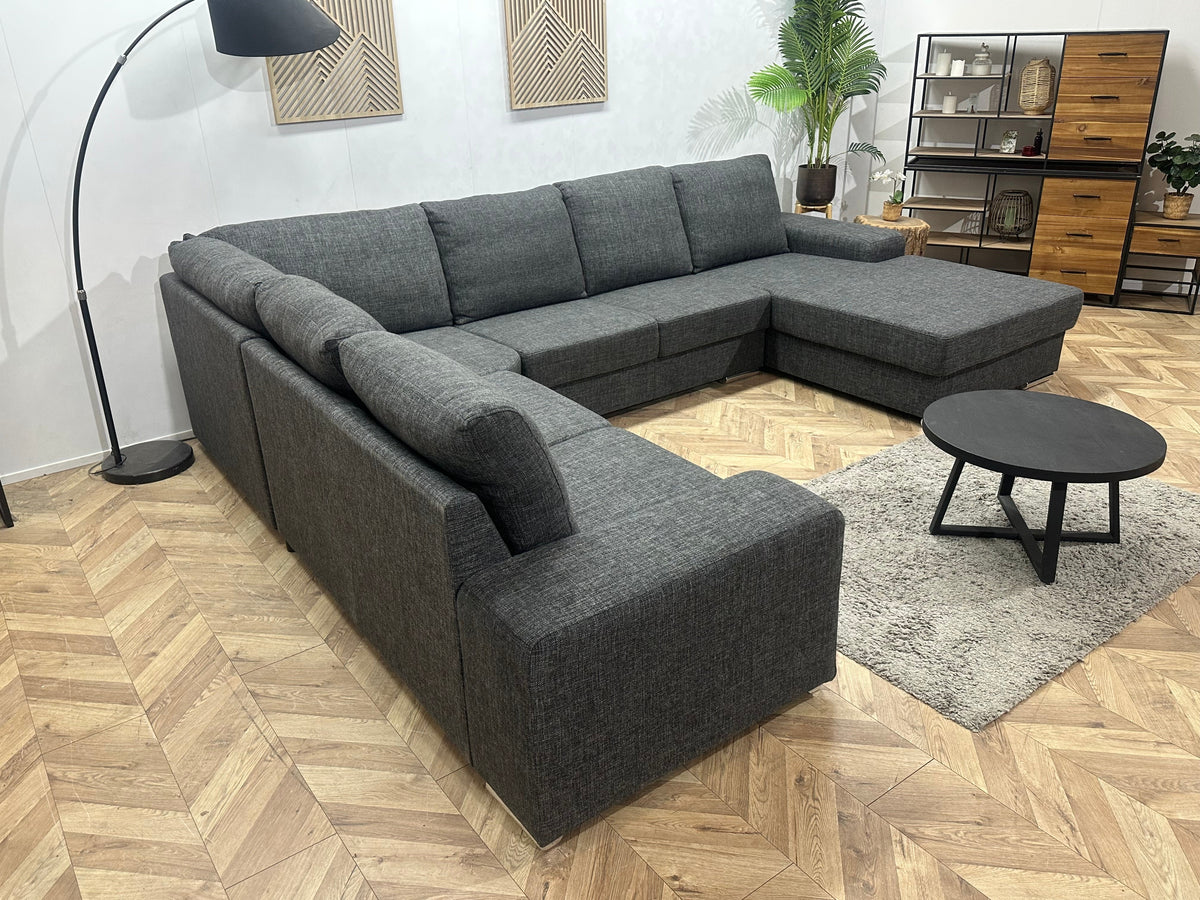 Antraciet U Zetel ~ Losse Rugkussens Met Afneembare Hoezen