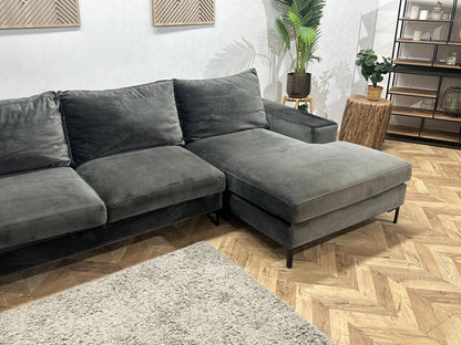 Antraciet Velvet Hoekzetel ~ Losse Kussens Met Afneembare Hoezen