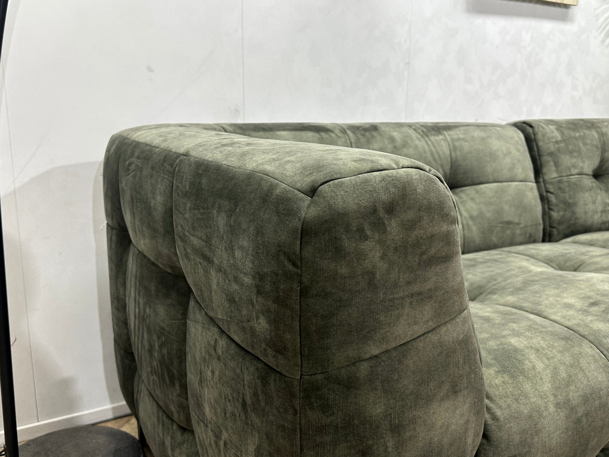 Antraciet/Donker Groene Velvet Hoekzetel ~ Vaste Kussens