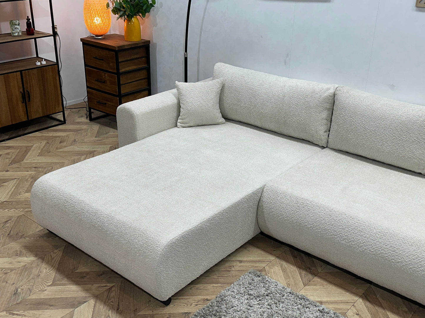 !Showroommodel! Witte Bouclé Hoekzetel