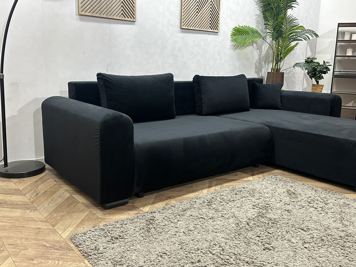 !Showroommodel! Zwarte Velvet Hoekzetel