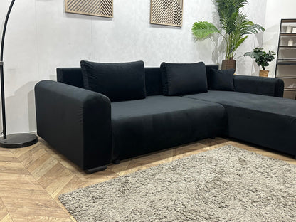 !Showroommodel! Zwarte Velvet Hoekzetel