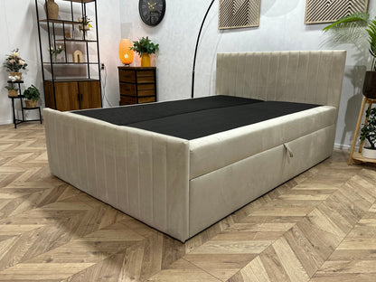!Showroommodel! Beige Velvet Boxspring Inc Topper
