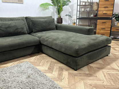 Donker Groene Velvet Ruime Hoekzetel ~ Losse Kussens Met Afneembare Hoezen