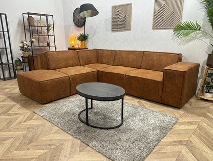 !Showroommodel! Cognac Bruine Suède Stoffen Hoekzetel