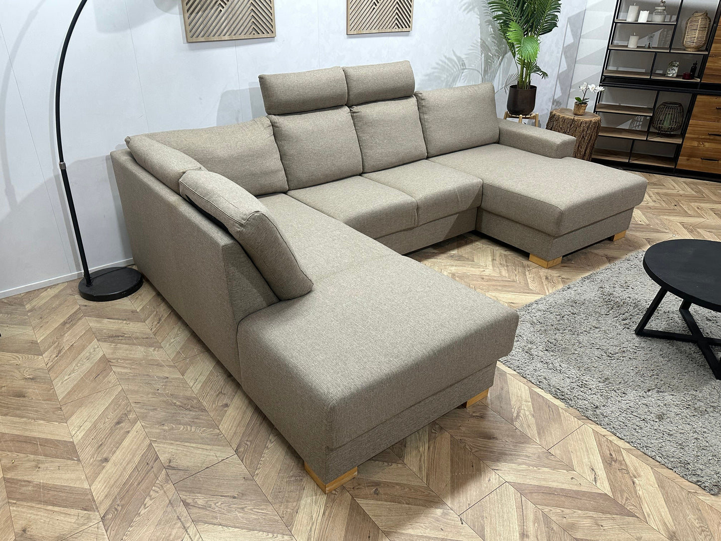 Beige U Zetel ~ Losse Rugkussens Met Afneembare Hoezen