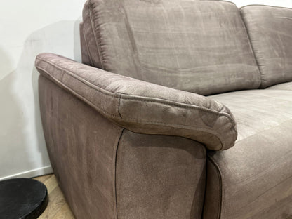 H&H Taupe Suède Stoffen Hoekzetel ~ Vaste Kussens