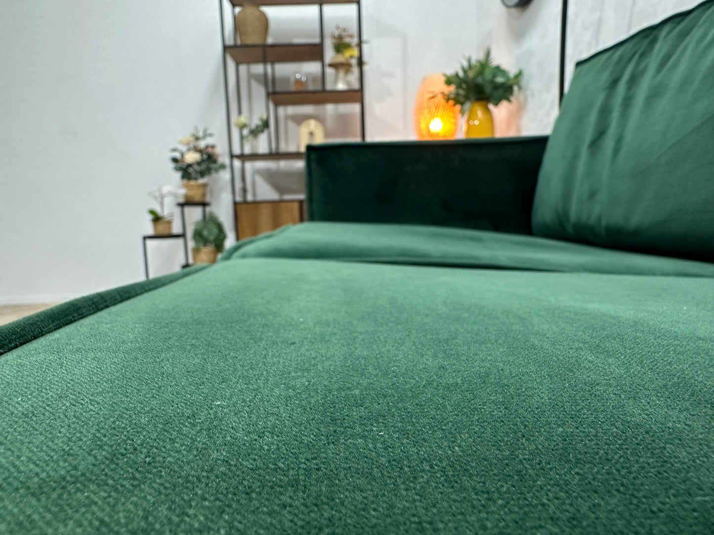 Be Pure Groene Velvet 3-Zits Zetel Inc Hocker ~ Losse Kussens Met Afneembare Hoezen