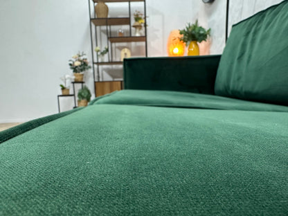 Be Pure Groene Velvet 3-Zits Zetel Inc Hocker ~ Losse Kussens Met Afneembare Hoezen