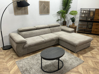 !Showroommodel! Licht Bruine Ribstof Hoekzetel ~ Verstelbare Hoofdsteunen