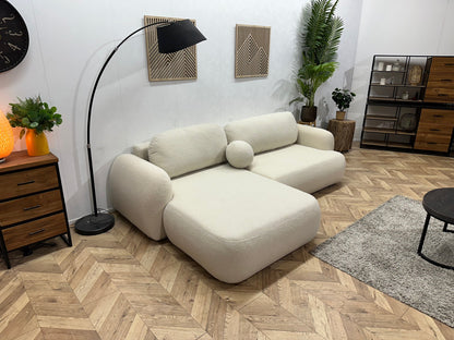 !Showroommodel! Crème Bouclé Stof Hoekzetel ~ Losse Rugkussens