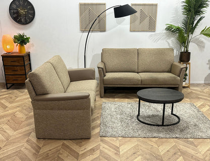 Licht Bruine Stoffen/Lederen Zetels Set ~ Vaste Kussens