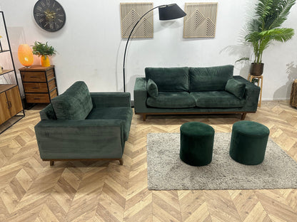 Groene Velvet Zetels Set Inc Hockers ~ Losse Kussens Met Afneembare Hoezen