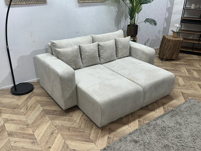 !Showroommodel! Witte Ribstof Lounge Zetel