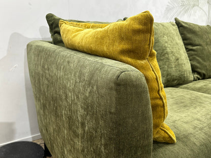 Groene Velvet 2.5-Zits Zetel ~ Losse Rugkussens Met Afneembare Hoezen