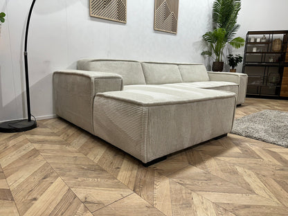 !Showroommodel! Crème Ribstof Hoekzetel ~ Vaste Kussens