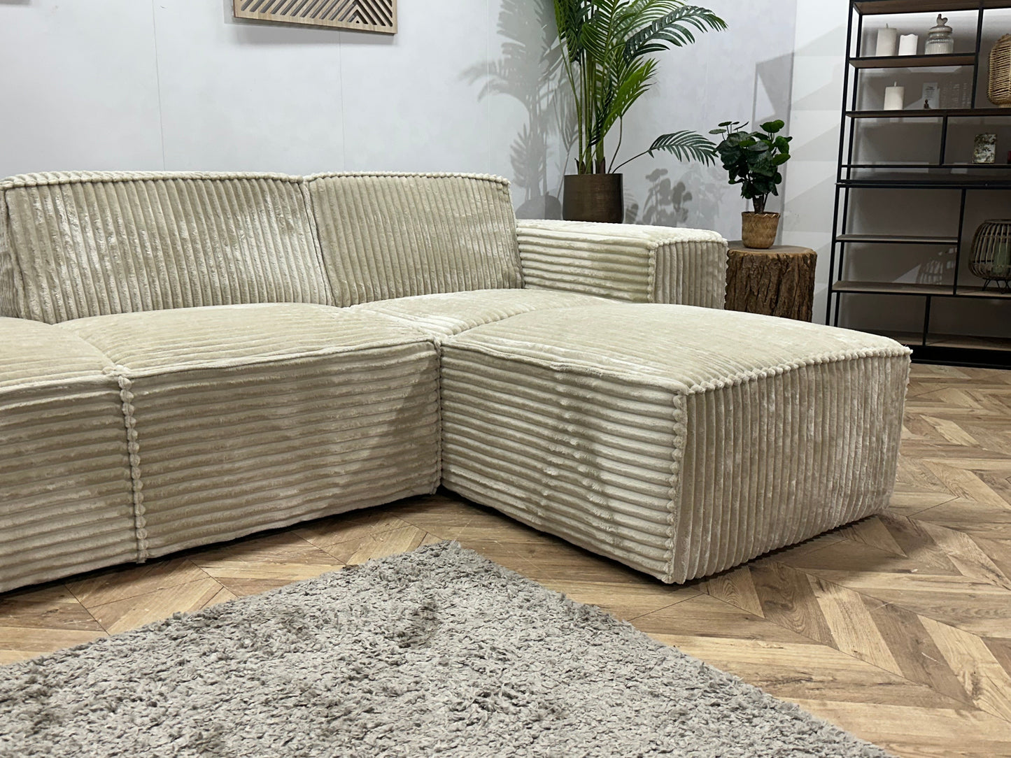 !Showroommodel! Witte/Crème Ribstof Design Hoekzetel