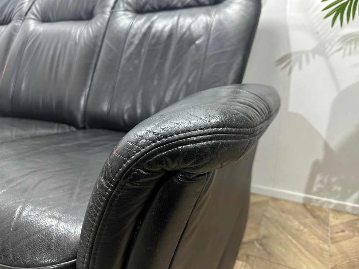 Zwarte Echt Lederen Zetels Set Inc Fauteuil ~ Relaxfunctie
