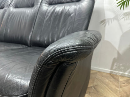 Zwarte Echt Lederen Zetels Set Inc Fauteuil ~ Relaxfunctie