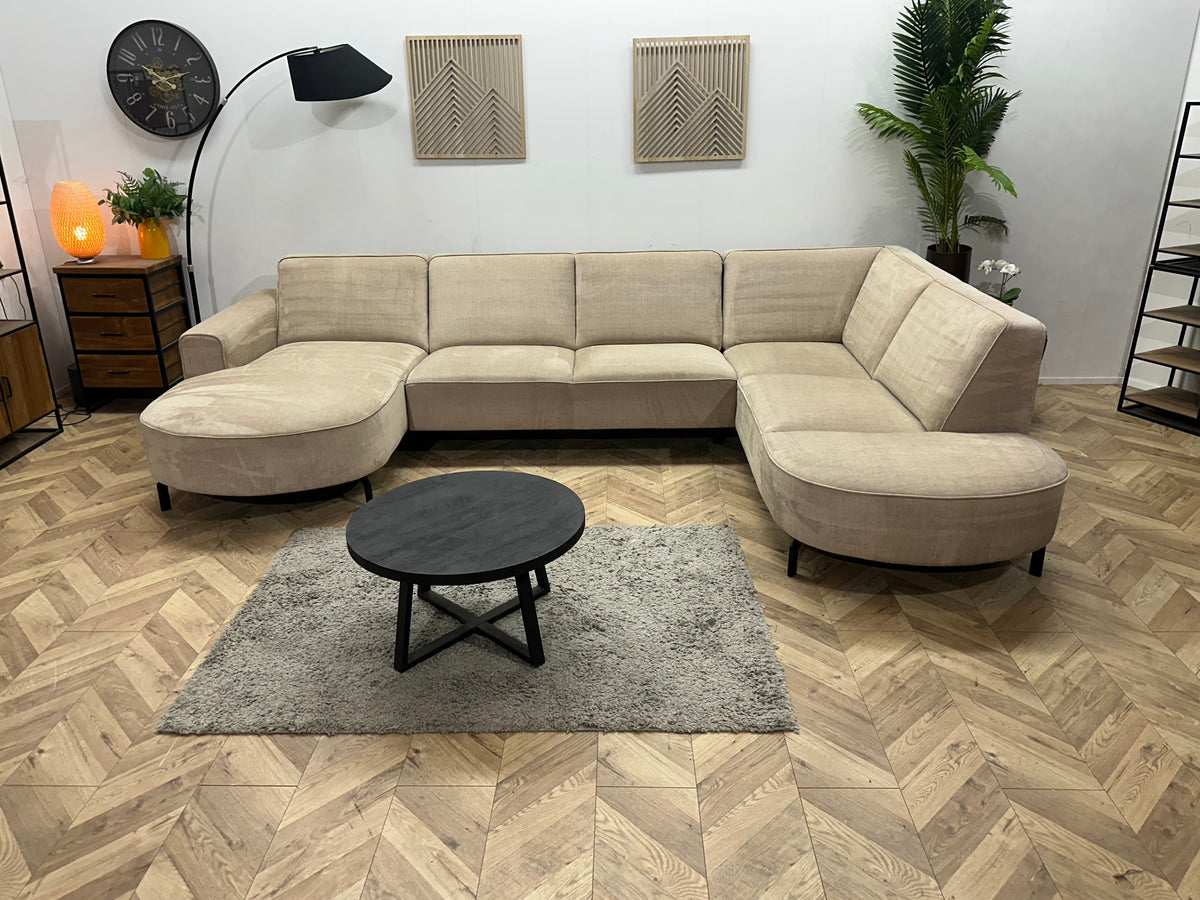 Crème/Beige Velvet U Zetel ~ Vaste Kussens