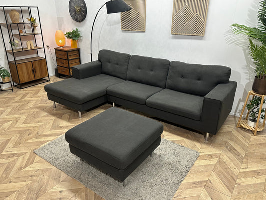Antraciet Hoekzetel Inc Hocker ~ Losse Kussens Met Afneembare Hoezen