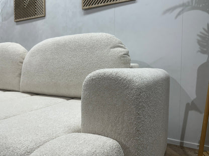 !Showroommodel! Witte Bouclé Stoffen 3-Zits Zetel ~ Slaapfunctie