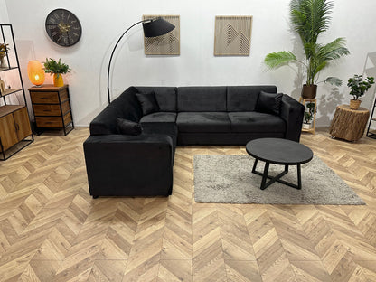 !Showroommodel! Zwarte Velvet Hoekzetel