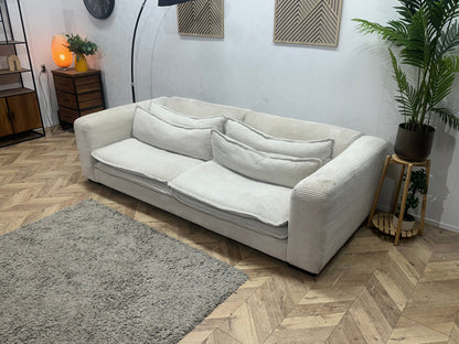 Witte Ribstof Lounge Zetel ~ Losse Kussens Met Afneembare Hoezen