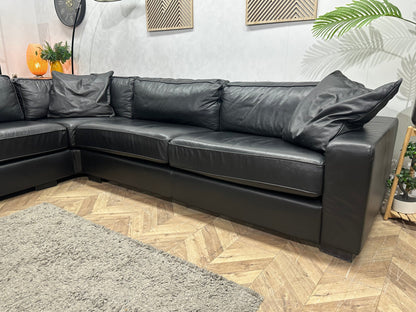 N-Joy Zwarte Leather Look Hoekzetel ~ Losse Kussens Met Afneembare Hoezen
