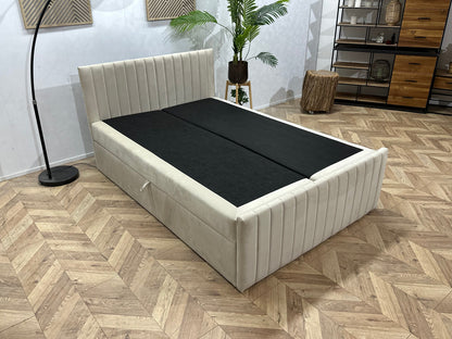 !Showroommodel! Beige Velvet Boxspring Inc Topper