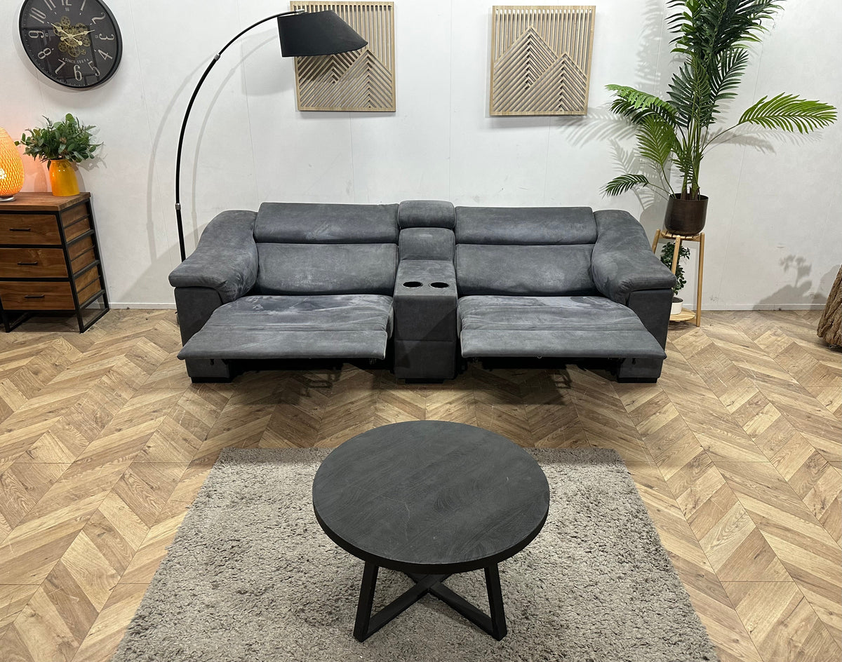 Antraciet Suède Stoffen 2.5-Zits Zetel ~ Elektrisch Verstelbaar