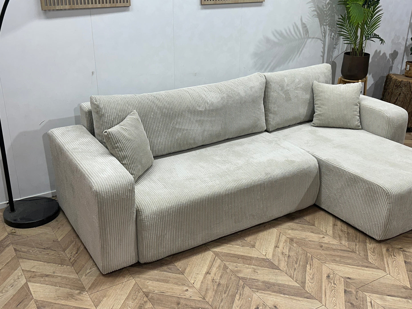 !Showroommodel! Witte Ribstof Hoekzetel
