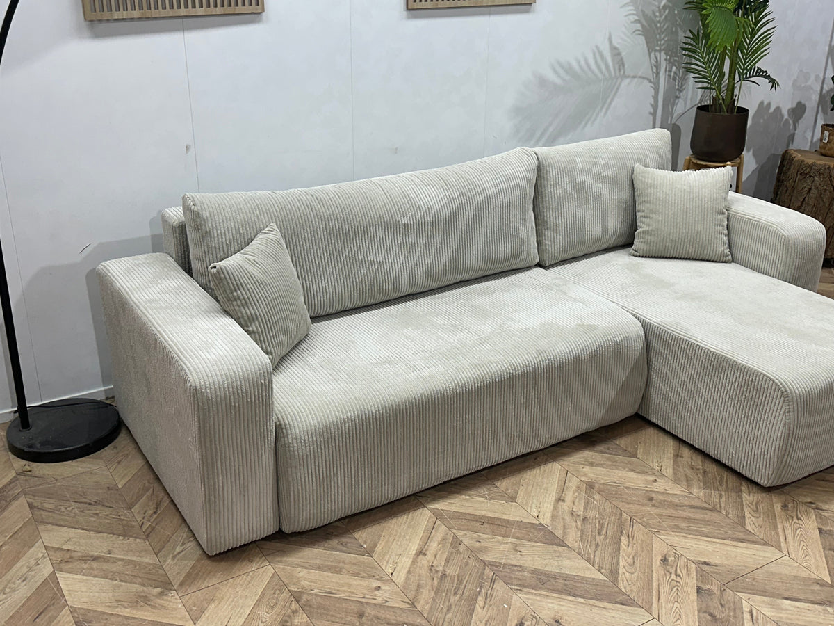 !Showroommodel! Witte Ribstof Hoekzetel