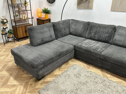Antraciet Ribstof Hoekzetel ~ Losse Kussens Met Afneembare Hoezen