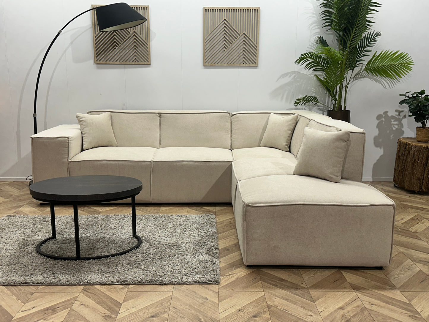 !Showroommodel! Crème Suède Stoffen Hoekzetel