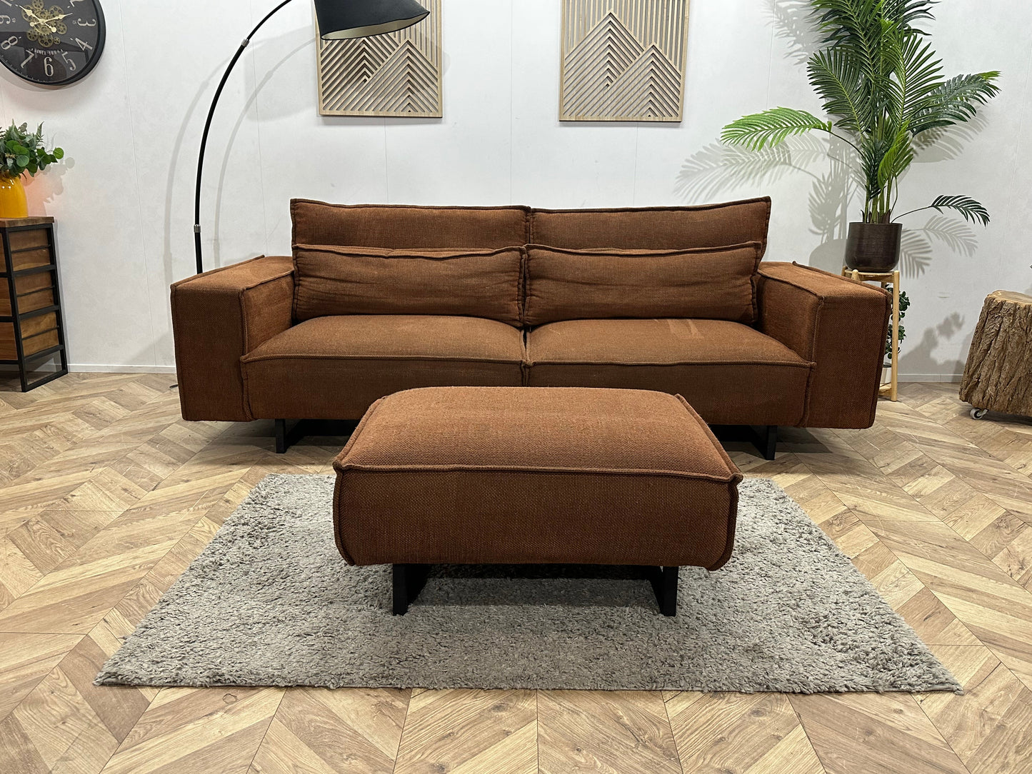 Room108 Oranjebruine 2.5-Zits Zetel Inc Hocker ~ Losse Rugkussens Met Afneembare Hoezen
